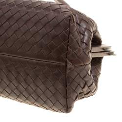 Pre Owned Bottega Veneta Brown Intrecciato Leather Frame Satchel