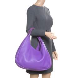 مملوكة مسبقًا Bottega Veneta Purple Leather Hobo