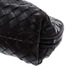 Pre Owned Bottega Veneta Dark Brown Intrecciato Leather Pouch