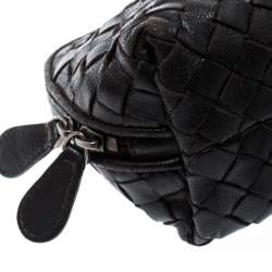 Pre Owned Bottega Veneta Dark Brown Intrecciato Leather Pouch