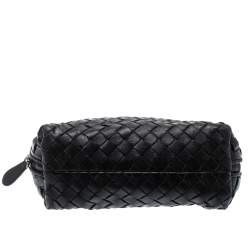 Pre Owned Bottega Veneta Dark Brown Intrecciato Leather Pouch