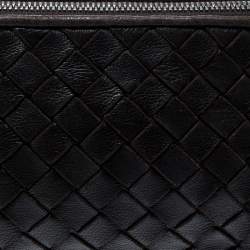 Pre Owned Bottega Veneta Dark Brown Intrecciato Leather Pouch