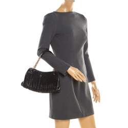 Pre Owned Bottega Veneta Black Intrecciato Leather Satchel