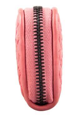 Pre Owned Bottega Veneta Coral Pink Leather Mini Zip Around Wallet