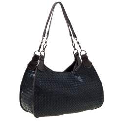 مملوكة مسبقًا  حقيبة هوبو بوتيغا فينيتا جلد نابا مجدول وثعبان فينيتا بني / خضراء داكنة