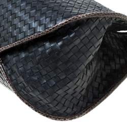 مملوكة مسبقًا  حقيبة هوبو بوتيغا فينيتا جلد نابا مجدول وثعبان فينيتا بني / خضراء داكنة