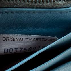 Pre Owned Bottega Veneta Light Blue Intrecciato Leather Zip Card Holder