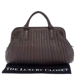 Pre Owned Bottega Veneta Brown Intrecciato Leather Satchel