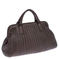 Pre Owned Bottega Veneta Brown Intrecciato Leather Satchel