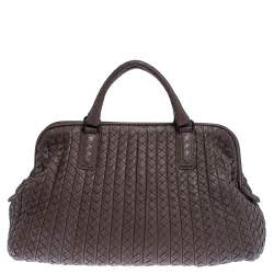 Pre Owned Bottega Veneta Brown Intrecciato Leather Satchel