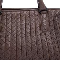 Pre Owned Bottega Veneta Brown Intrecciato Leather Satchel