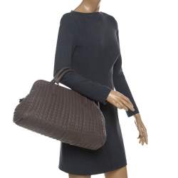 Pre Owned Bottega Veneta Brown Intrecciato Leather Satchel