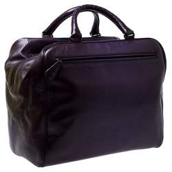 Pre Owned Bottega Veneta Purple Leather Madras Heritage Brera Duffle Bag