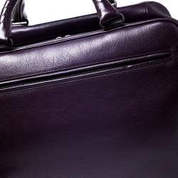 Pre Owned Bottega Veneta Purple Leather Madras Heritage Brera Duffle Bag