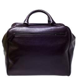 Pre Owned Bottega Veneta Purple Leather Madras Heritage Brera Duffle Bag