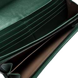 Pre Owned Bottega Veneta Green Intrecciato Leather Continental Flap Wallet