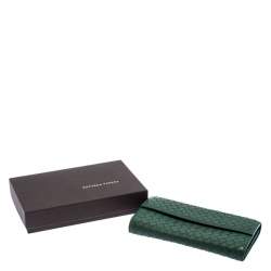 Pre Owned Bottega Veneta Green Intrecciato Leather Continental Flap Wallet