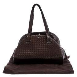 Pre Owned Bottega Veneta Brown Intrecciato Leather Satchel