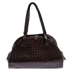 Pre Owned Bottega Veneta Brown Intrecciato Leather Satchel