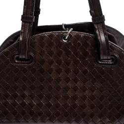 Pre Owned Bottega Veneta Brown Intrecciato Leather Satchel