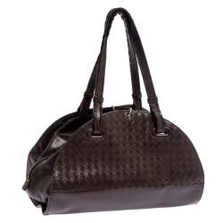 Pre Owned Bottega Veneta Brown Intrecciato Leather Satchel
