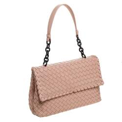 Pre Owned Bottega Veneta Blush Pink Intrecciato Leather Olimpia Shoulder Bag
