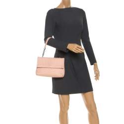 Pre Owned Bottega Veneta Blush Pink Intrecciato Leather Olimpia Shoulder Bag
