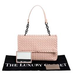 Pre Owned Bottega Veneta Blush Pink Intrecciato Leather Olimpia Shoulder Bag