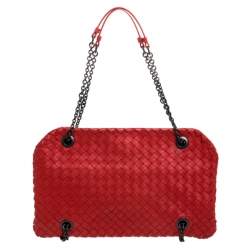 Pre Owned حقيبة كتف بوتيغا فينيتا ديو جلد نابا أنترشياتو حمراء