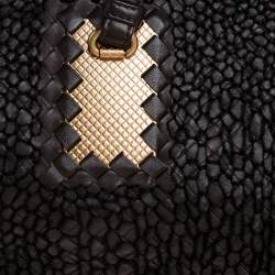 مملوكة مسبقًا حقيبة بوتيغا فينيتا جلد أنترشياتو بني داكن حياكة مزينة وإطار