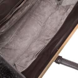 مملوكة مسبقًا حقيبة بوتيغا فينيتا جلد أنترشياتو بني داكن حياكة مزينة وإطار