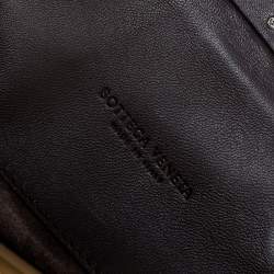 مملوكة مسبقًا حقيبة بوتيغا فينيتا جلد أنترشياتو بني داكن حياكة مزينة وإطار