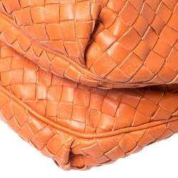 Pre Owned Bottega Veneta Orange Intrecciato Nappa Leather Drawstring Bag