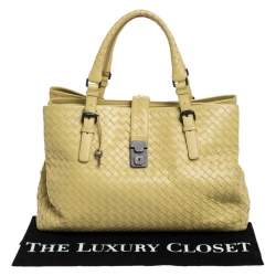 Pre Owned Bottega Veneta Yellow Leather Medium Roma Tote
