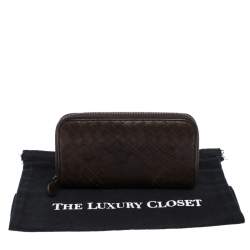 مملوكة مسب قًا Bottega Veneta Dark Brown Intrecciato Trimmed Leather Wallet