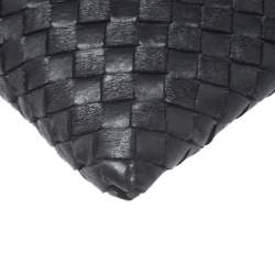 Pre Owned Bottega Veneta Black Intrecciato Leather Ayers Butterfly Clutch