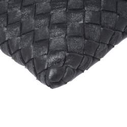 Pre Owned Bottega Veneta Black Intrecciato Leather Ayers Butterfly Clutch