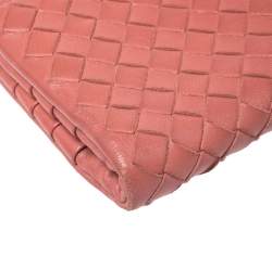 Pre Owned محفظة بوتيغا فينيتا بسحاب مزدوج جلد أنترشياتو وردية 