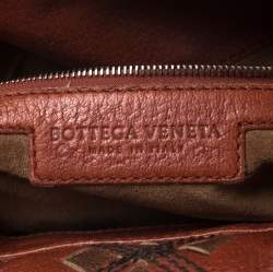 Pre Owned Bottega Veneta Orange/Brown Leather Grommet Boston Bag