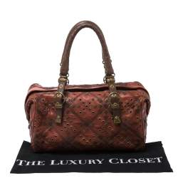 Pre Owned Bottega Veneta Orange/Brown Leather Grommet Boston Bag