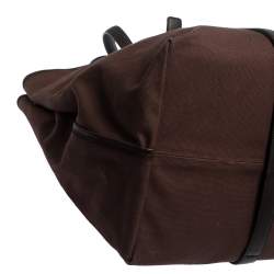 Pre Owned Bottega Veneta Dark Brown Canvas and Leather Tote