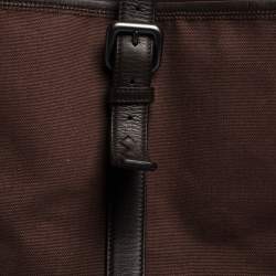 Pre Owned Bottega Veneta Dark Brown Canvas and Leather Tote