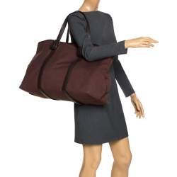 Pre Owned Bottega Veneta Dark Brown Canvas and Leather Tote