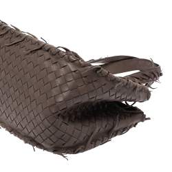 Pre Owned Bottega Veneta Taupe Intrecciato Leather Fringe Satchel