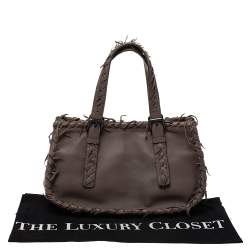 Pre Owned Bottega Veneta Taupe Intrecciato Leather Fringe Satchel