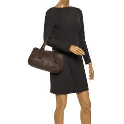 Pre Owned Bottega Veneta Taupe Intrecciato Leather Fringe Satchel