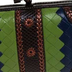 Bottega Veneta Intrecciato Leather with Embroidered Snakeskin Trim Knot Clutch