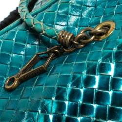 مملوكة مسبقًا Bottega Veneta Blue/Metallic Intrecciato Leather Croisette Shoulder Bag