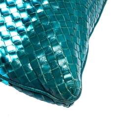 مملوكة مسبقًا Bottega Veneta Blue/Metallic Intrecciato Leather Croisette Shoulder Bag