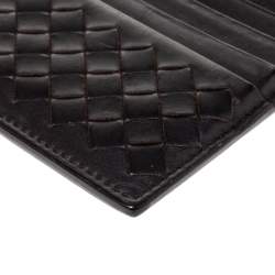 Pre Owned حامل  بطاقات بوتيغا فينيتا جلد بني غامق بسحاب